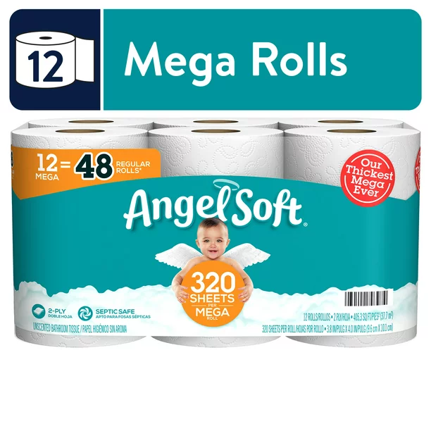 Angel Soft Toilet Paper; 12 Mega Rolls main image 0